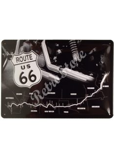 Retró Fém Tábla - U.S. Route 66 Dombornyomott