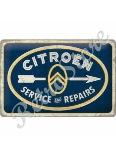   Retró Fém Tábla - Citroën Service & Repair, Citroen Szerviz, Javítás Dombornyomott